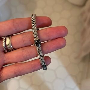 John Hardy Classic Silver Chain Bracelet with Black stones